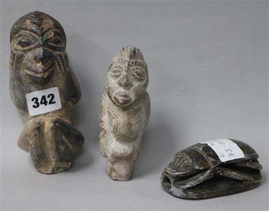 Three carved African items